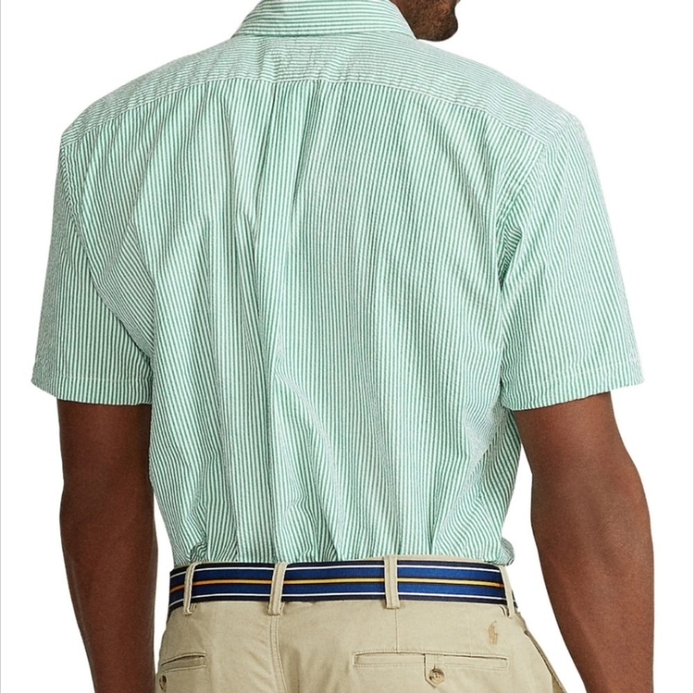 Vintage Ralph Lauren Classic Fit Seersucker Short Sleeve Shirt Mens Size XL - Picture 2 of 10